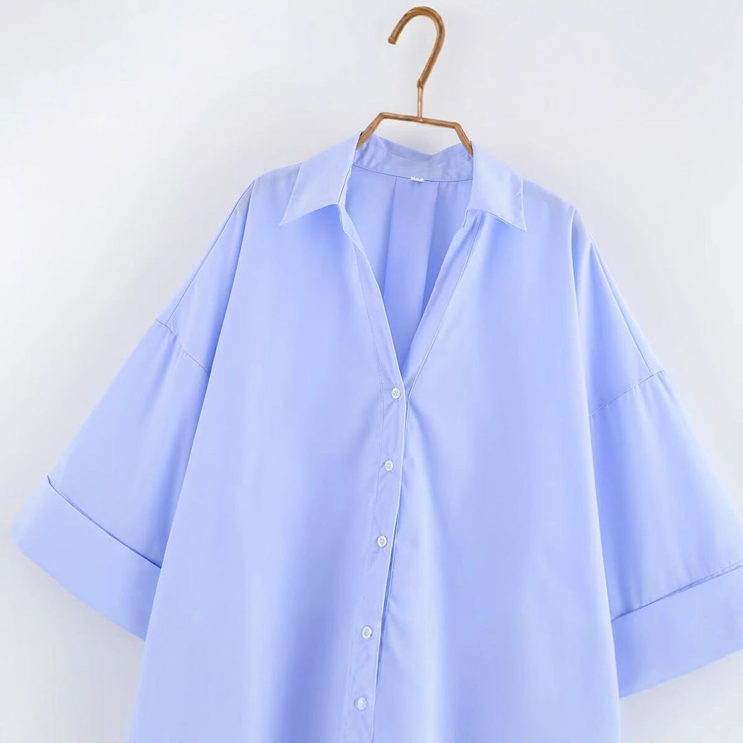 Damen Bluse mit oversized Schnitt und schickem Revers W&W Mode