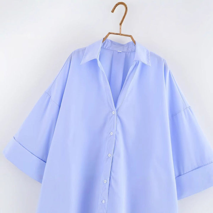 Damen Bluse mit oversized Schnitt und schickem Revers W&W Mode