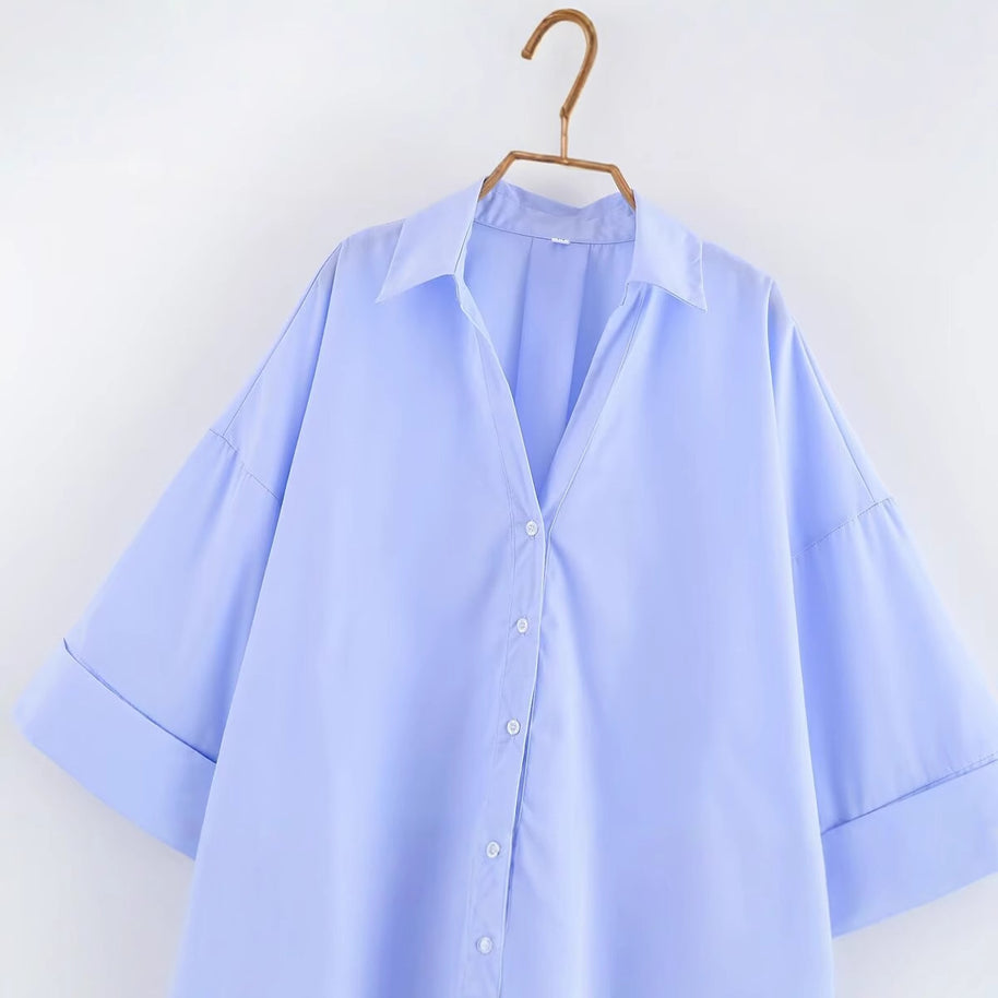 Damen Bluse mit oversized Schnitt und schickem Revers WW