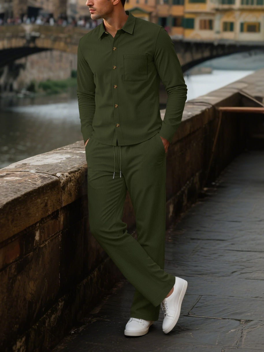 Herren eleganter Freizeitanzug mit strukturierter Oberfläche und praktischen Taschen WW