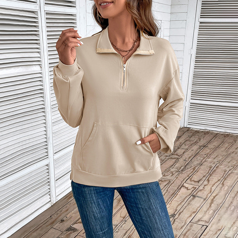 Damen Sweatshirt mit hohem Kragen und Reißverschluss WW