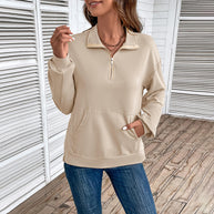 Damen Sweatshirt mit hohem Kragen und Reißverschluss WW