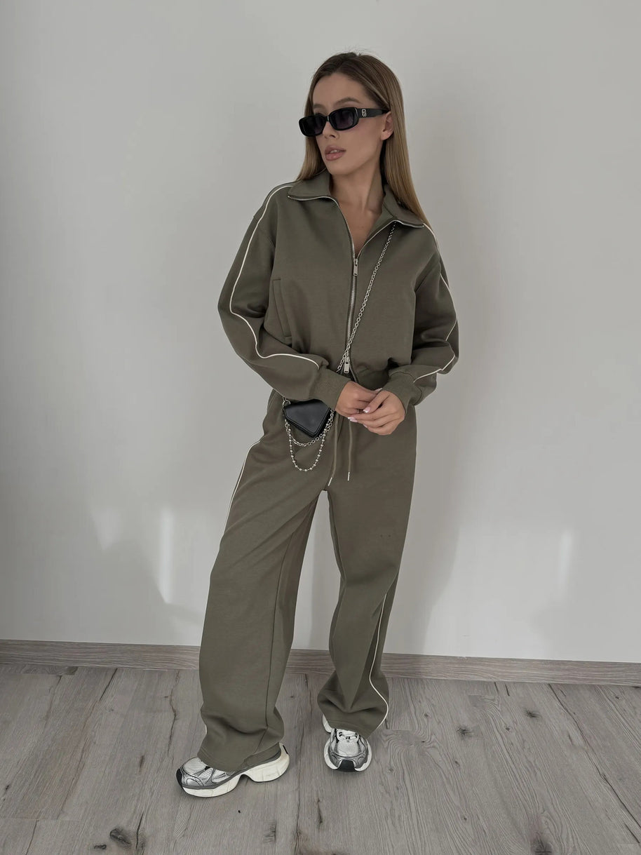 Damen Sportlicher Trend-Hoodie und Jogger Set WW
