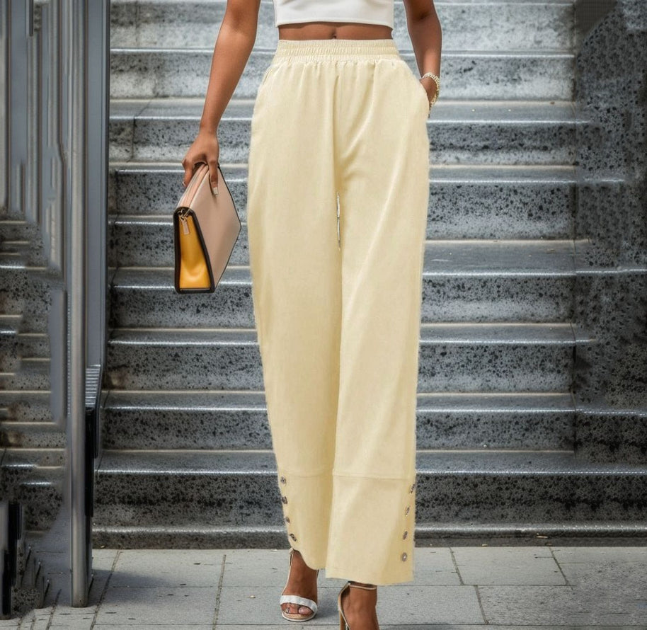 Damen Weite Culotte mit modischen Knopfdetails WW