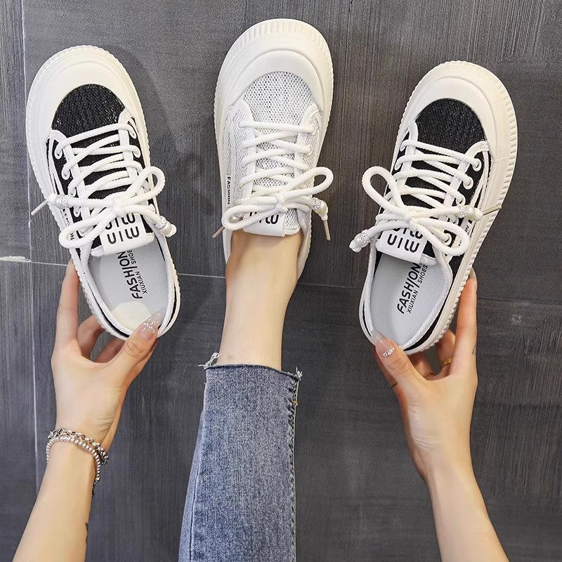 Damen Sneaker-Pantoletten im luftigen Mesh-Design mit modischer Plateausohle WW