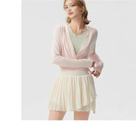 Damen sportliche Langarmjacke mit Wickeldesign und elastischem Bund WW