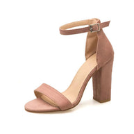 Damen Sandalen mit elegantem Blockabsatz und verstellbarem Knöchelriemen WW