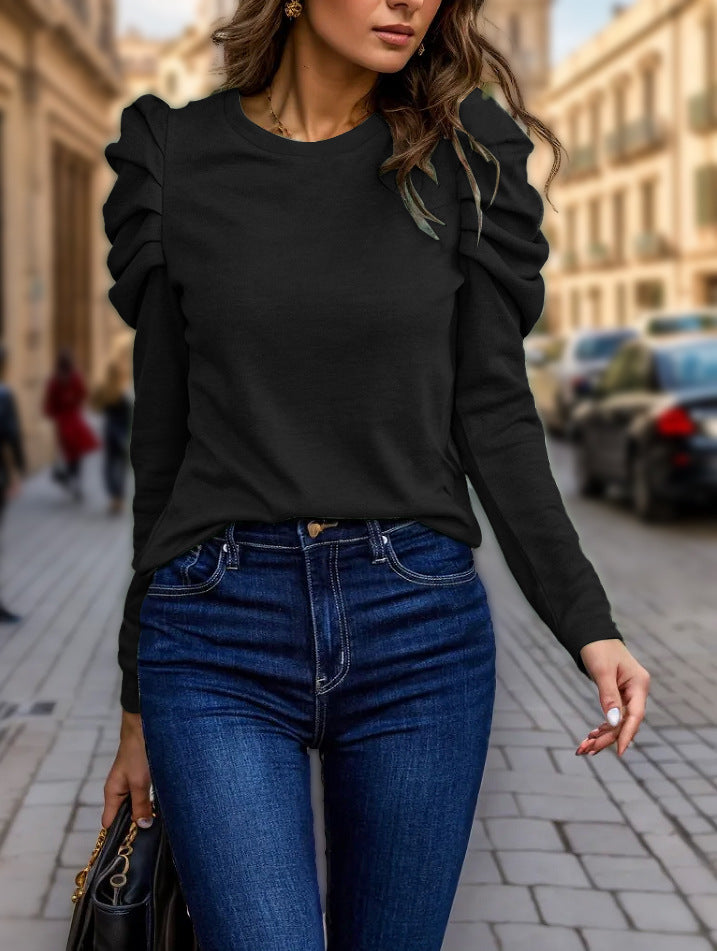 Damen Sweatshirt mit voluminösen Puffärmeln und lässigem Schnitt WW