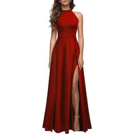Damen Maxikleid mit seitlichem Schlitz und elegantem Kragen WW