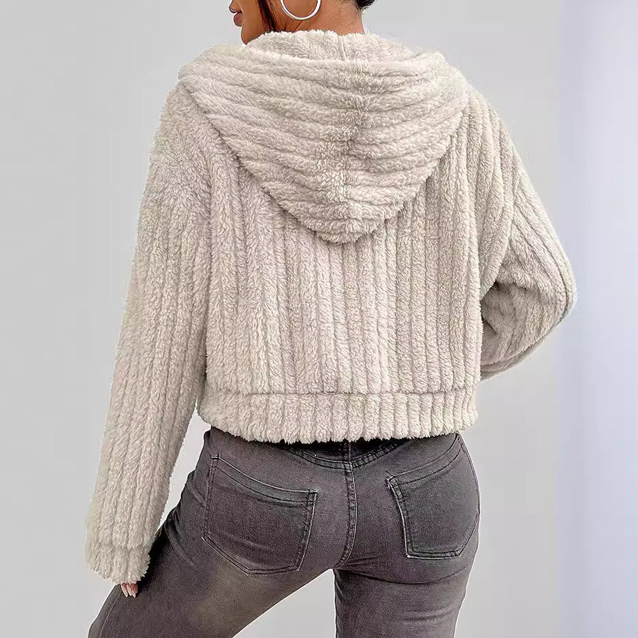 Damen Rotationsjacke aus kuscheligen Fleece mit Hohem Kragen WW