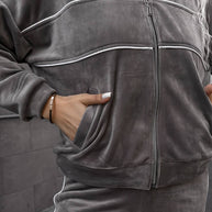 Damen Sportliches Fleece-Set mit Reißverschluss und Kapuze WW