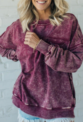 Damen Bequemer Oversized Sweatshirt mit Taschen WW