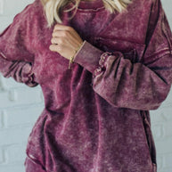 Damen Bequemer Oversized Sweatshirt mit Taschen WW