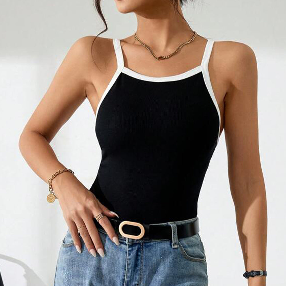 Damen ärmelloses Top mit elegantem Kontrastdesign W&W Mode