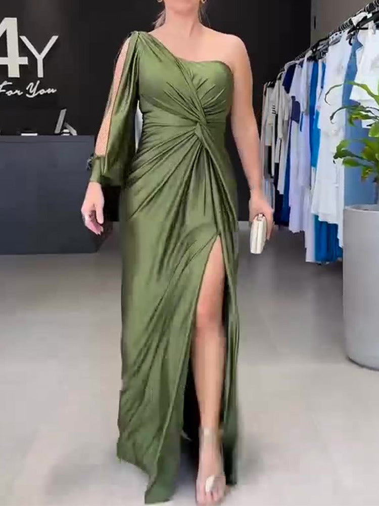 Damen Maxikleid mit asymmetrischem Design und seitlichem Schlitz WW