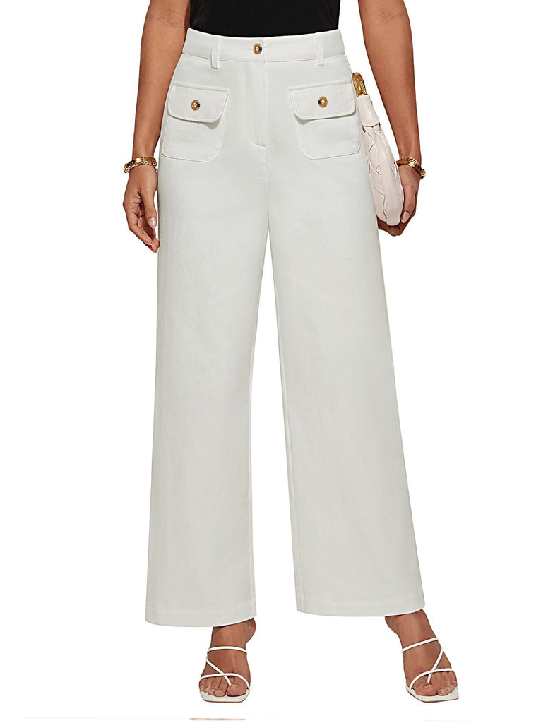 Damen weite Cargo-Hosen mit seitlichen Taschen und hohem Bund WW