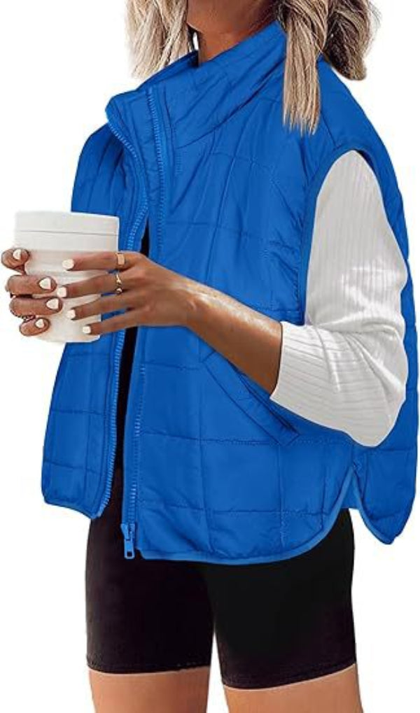 Damen Steppweste mit hohem Kragen und praktischen Seitentaschen WW