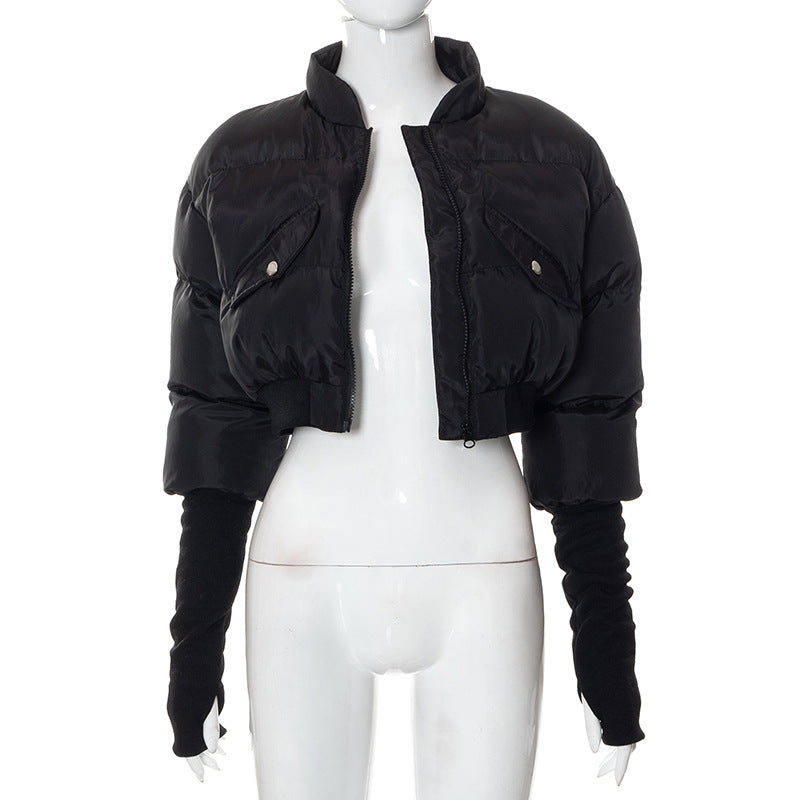 Damen Gekürzte Pufferjacke mit Verlängerten Ärmeln WW