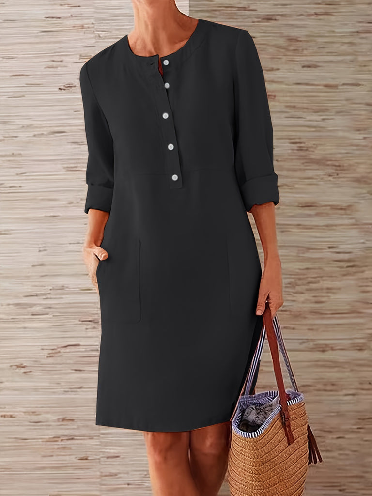 Damen Multitalent Kleid mit Knopfleiste und praktischen Taschen WW