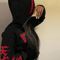 Damen Sportliche Kapuzenjacke mit auffälligem Schnitt und detailreicher Grafik WW