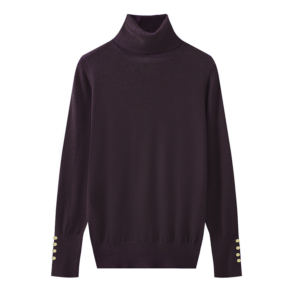 Damen Rollkragenpullover mit eleganten Knopfdetails WW