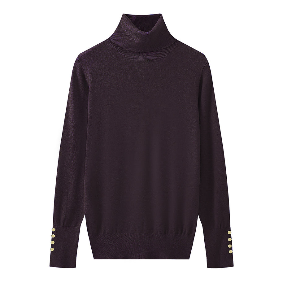 Damen Rollkragenpullover mit eleganten Knopfdetails WW
