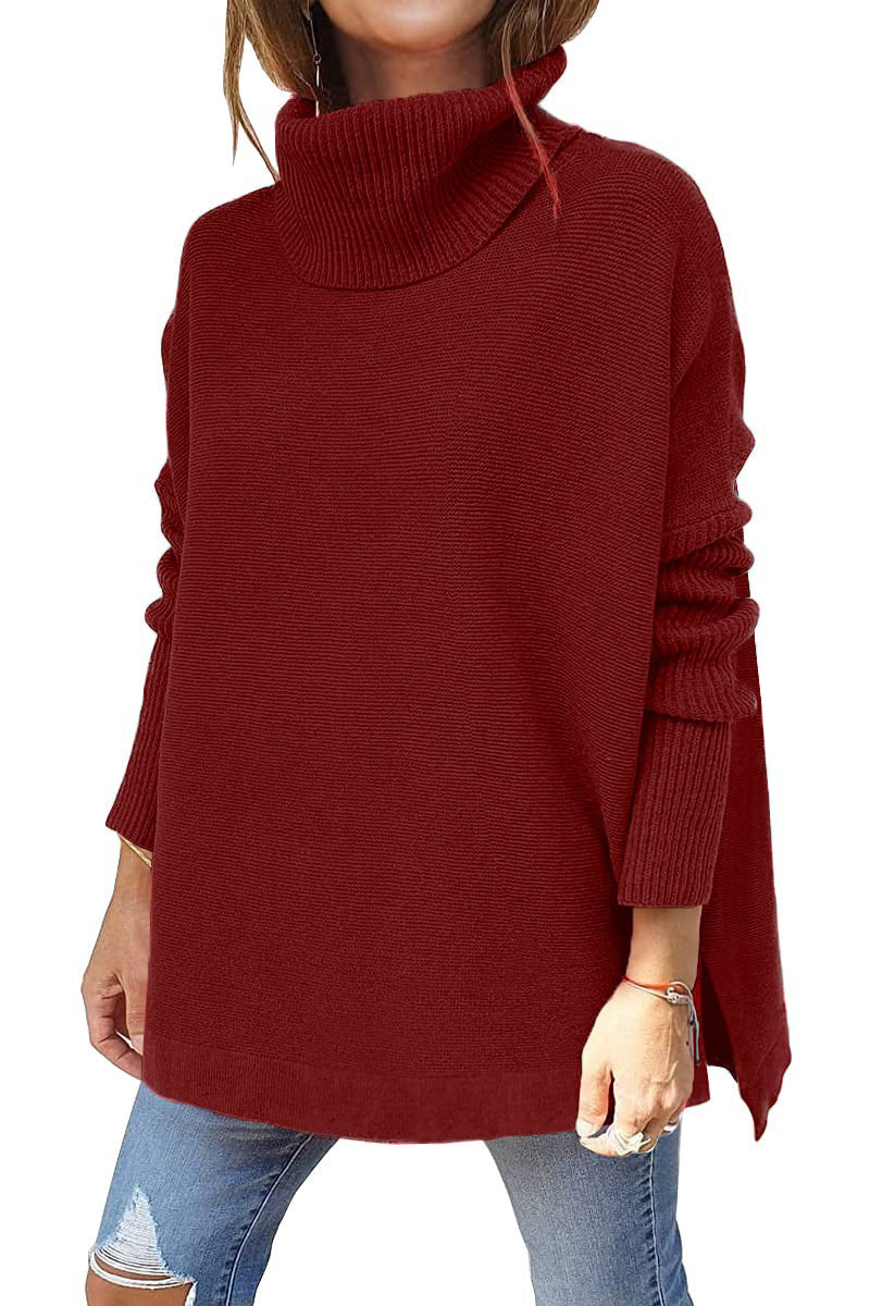 Damen Großer Rollkragenpullover mit strukturiertem Strickmuster und lässigem Schnitt WW