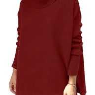 Damen Großer Rollkragenpullover mit strukturiertem Strickmuster und lässigem Schnitt WW