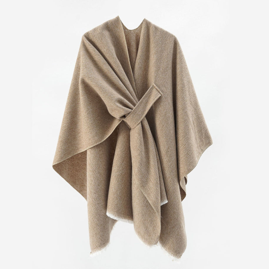 Damen Luxuriöser Oversize Poncho aus hochwertigem Mischgewebe WW