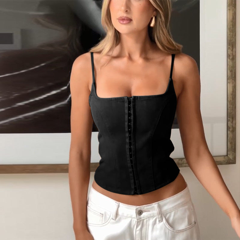 Damen Strukturierter Denim Korsett-Top WW