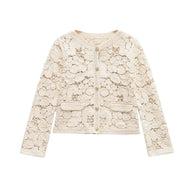 Damen Strickjacke aus feiner Spitze mit dekorativen Knopfdetails und eleganter Silhouette WW