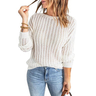 Damen Strickpullover mit strukturiertem Muster und weiten Ärmeln WW