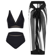 Damen Bikini-Set mit hohem Bund und transparenter Detailverarbeitung WW