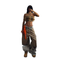 Damen Baggy Jeans mit ausgefranstem Saum und used Look WW