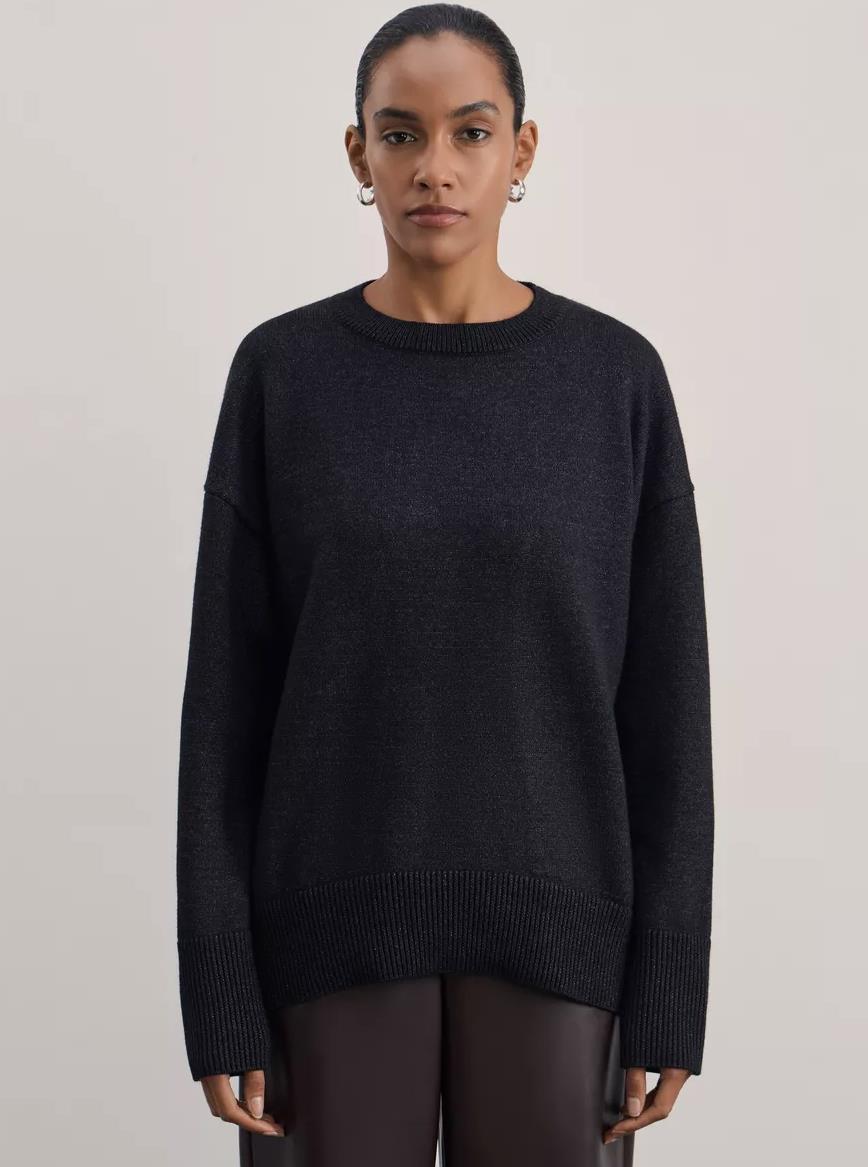 Damen Bequemer und eleganter Strickpullover mit überschnittenen Schultern und Rippenbündchen WW