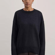 Damen Bequemer und eleganter Strickpullover mit überschnittenen Schultern und Rippenbündchen WW