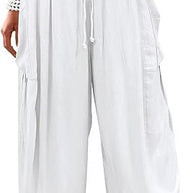 Damen Bequeme Leinen-Hosen mit praktischen Seitentaschen WW
