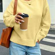 Damen Bequemer Pullover aus feiner Strickqualität mit zeitlosem Rundhalsausschnitt WW