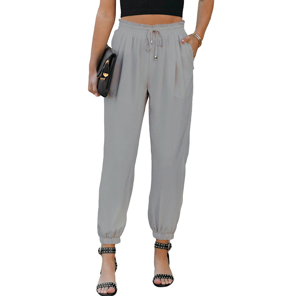 Damen lässige Freizeithose mit elastischem Bund und praktischen Taschen W&W Mode