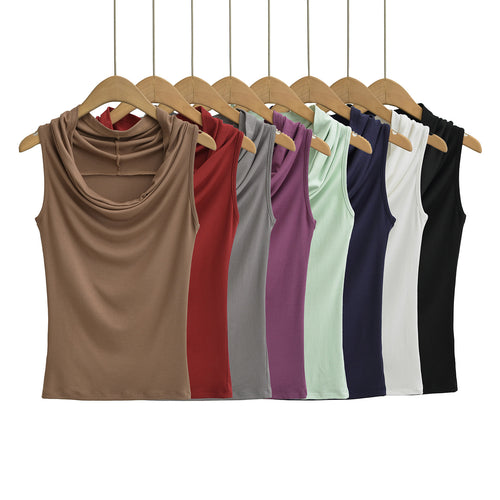 Damen ärmelloses Cowl-Top aus weichem, elastischem Material WW