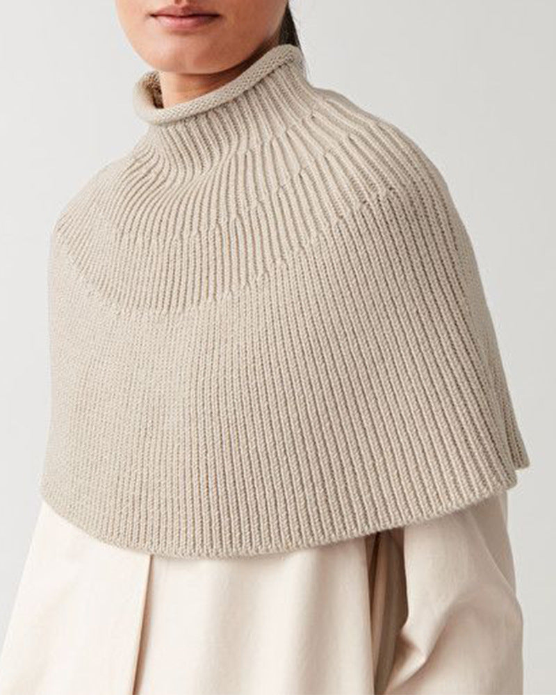 Damen Strickcape mit hochgeschlossenem Kragen WW
