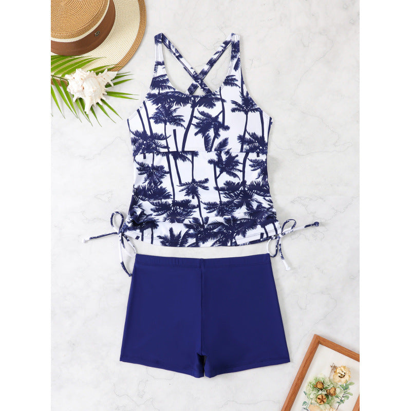 Damen Tankini-Set mit verstellbaren Trägern und modernen Palmendruck WW