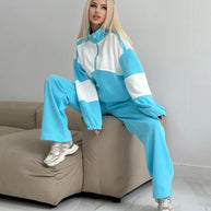 Damen sportliches Zweiteiler-Set mit hochschließendem Reißverschluss und weichem Material WW
