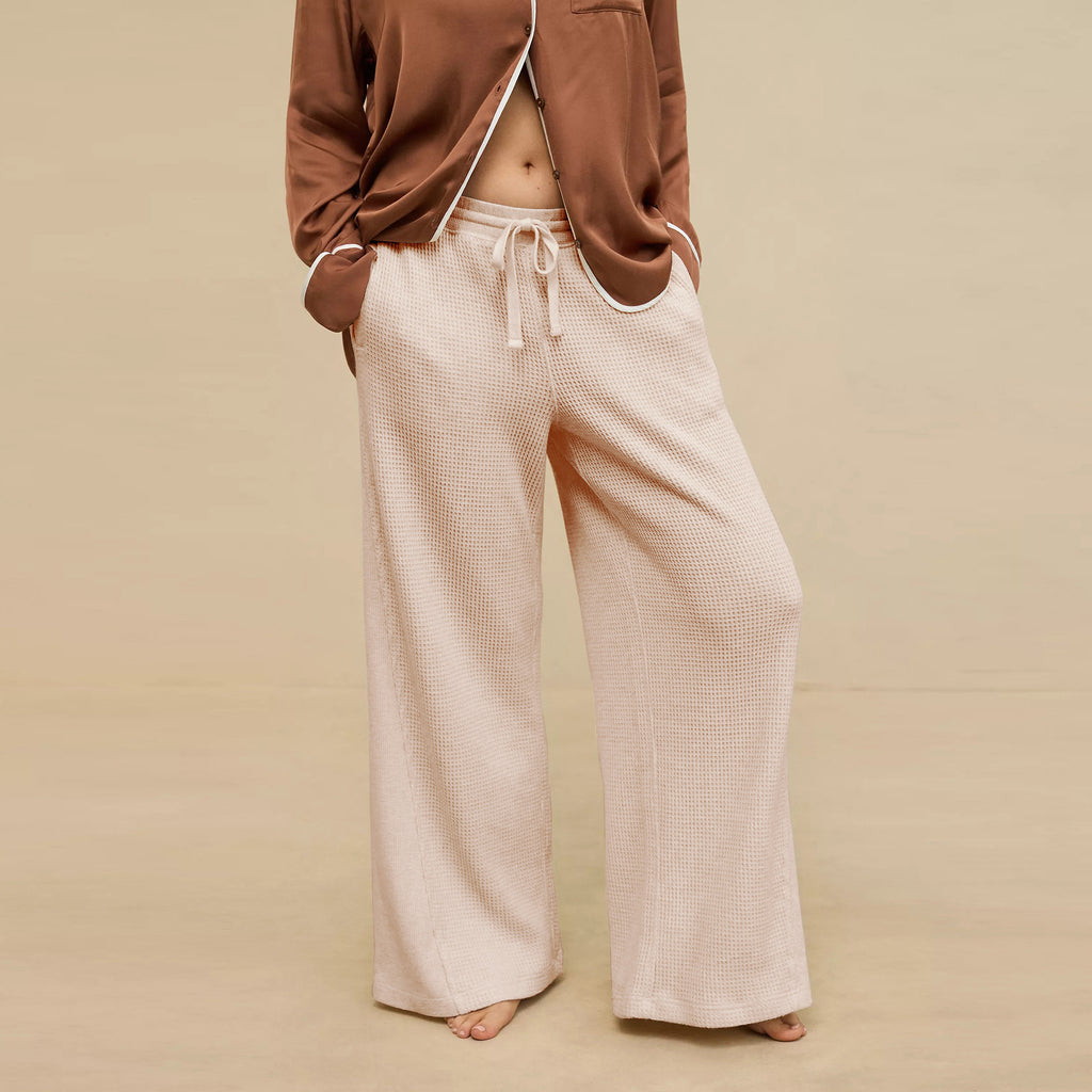Damen weite Bequeme Lounge-Hose mit elastischem Bund und Seitentaschen WW