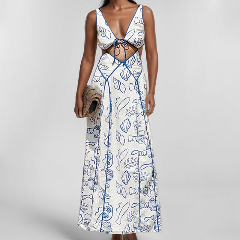 Damen Maxikleid mit raffiniertem Cut-Out-Design und verstellbaren Trägern W&W Mode