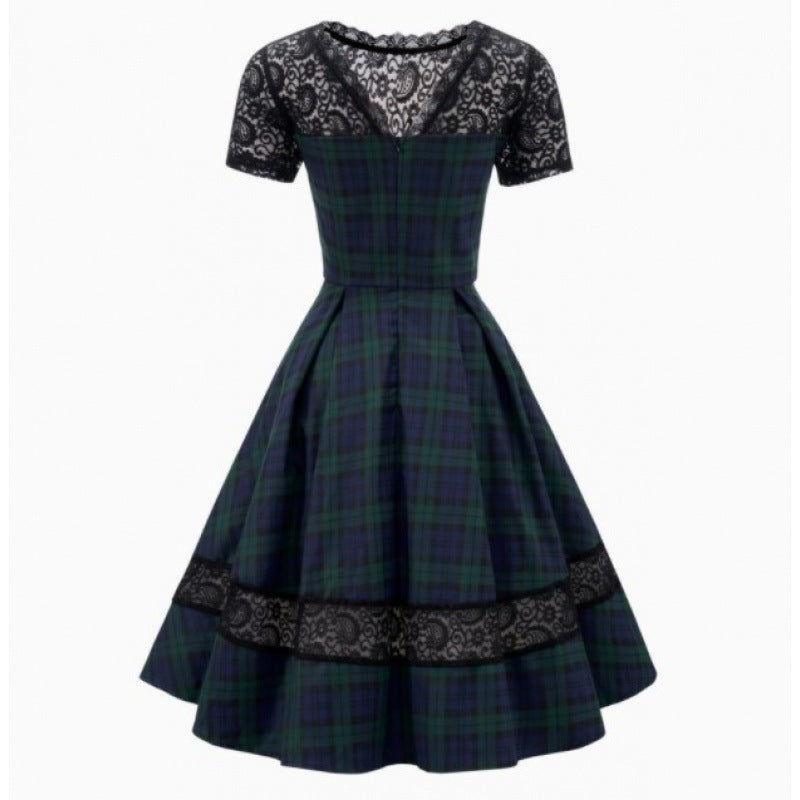 Damen Abendkleid mit Spitzenapplikationen und schwingendem Rock WW