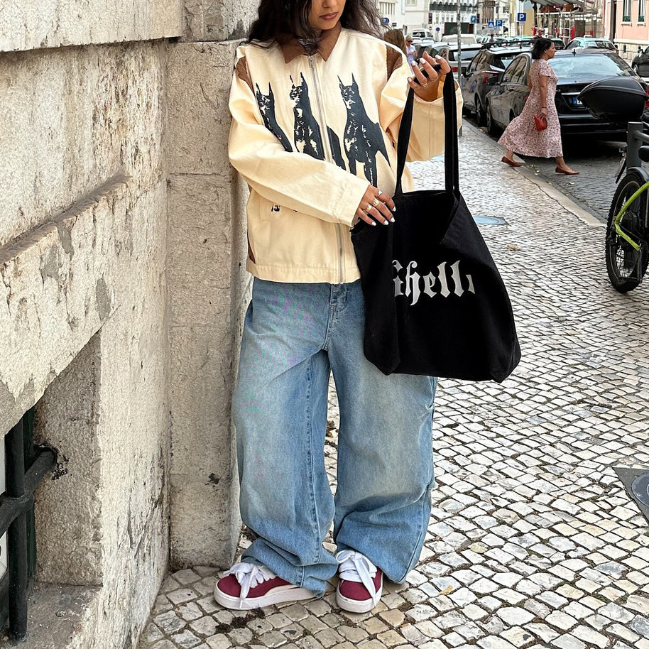 Damen Streetwear-Jacke mit einzigartigem Hunde-Print und lässigen Schnitten WW