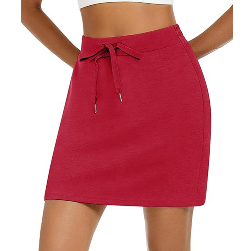 Damen sportlicher Minirock mit verstellbarem Kordelzug und seitlichen Taschen WW