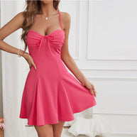 Damen Fließendes Minikleid mit Schleifenverschluss und detailreicher Rockpartie W&W