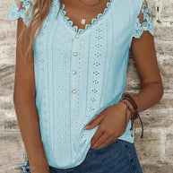 Damen Bluse mit romantischen Rüschen und einzigartiger Lochstickerei WW